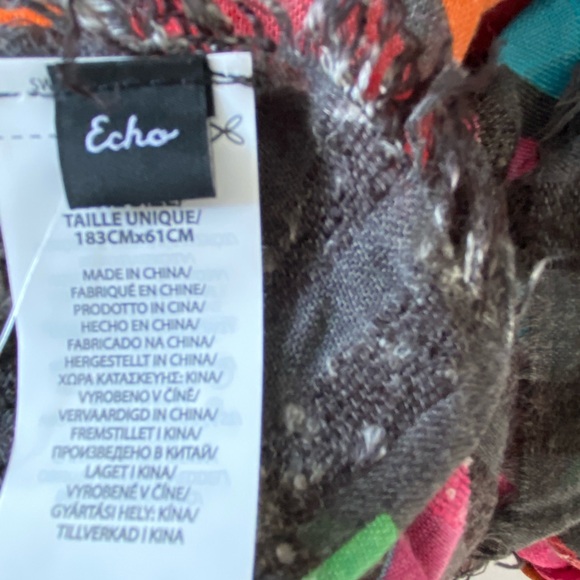 Echo New York Graphic Patchwork Oblong Scarf - Picture 4 of 6